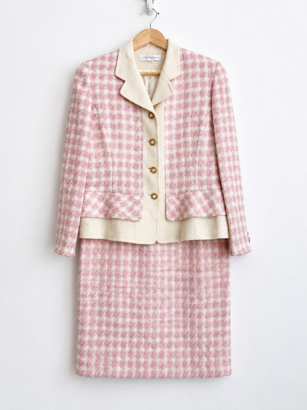 Vintage Lilly Wool Bouclé Skirt Suit - Jackie O Coquette Old Money - Size M